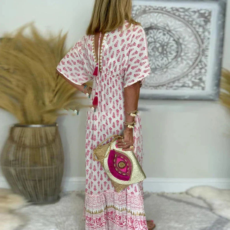 Judy | stilvolles Boho-Maxikleid mit exklusivem Druckdesign
