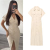 Elena | modisches Hemdkleid in Midi-Länge mit Knöpfen