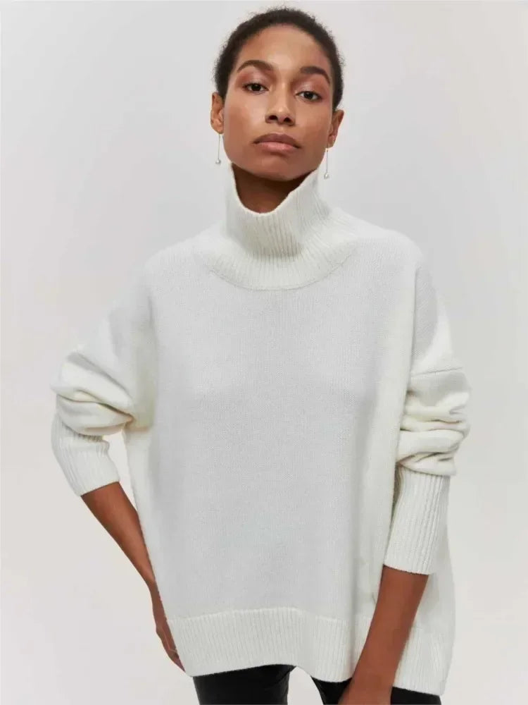 Seraphina™ | Stilvoller Rollkragenpullover für Damen - klänning - Weiß / S