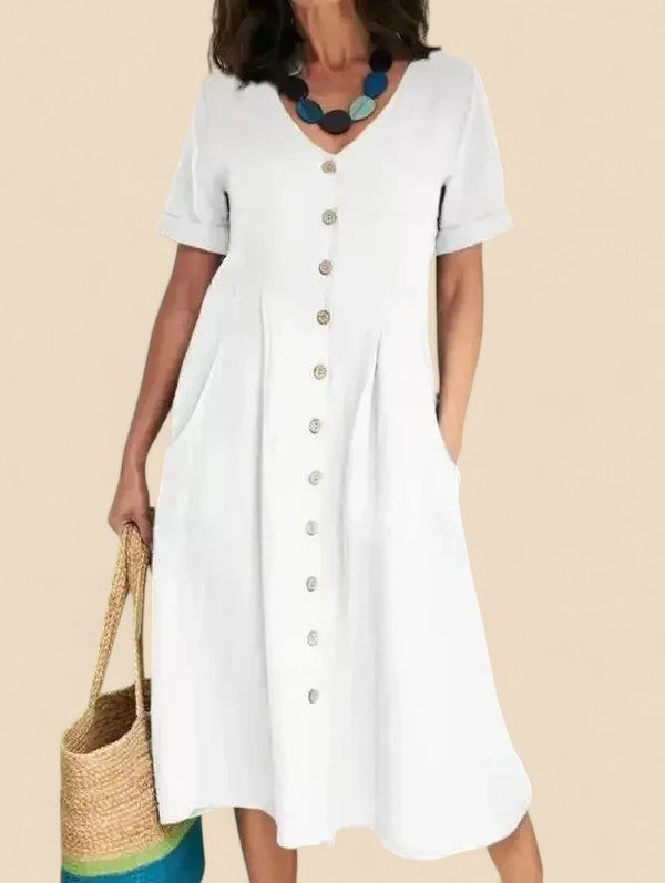 Oaey | Kleid mit Manschettenärmeln und Knopfleiste