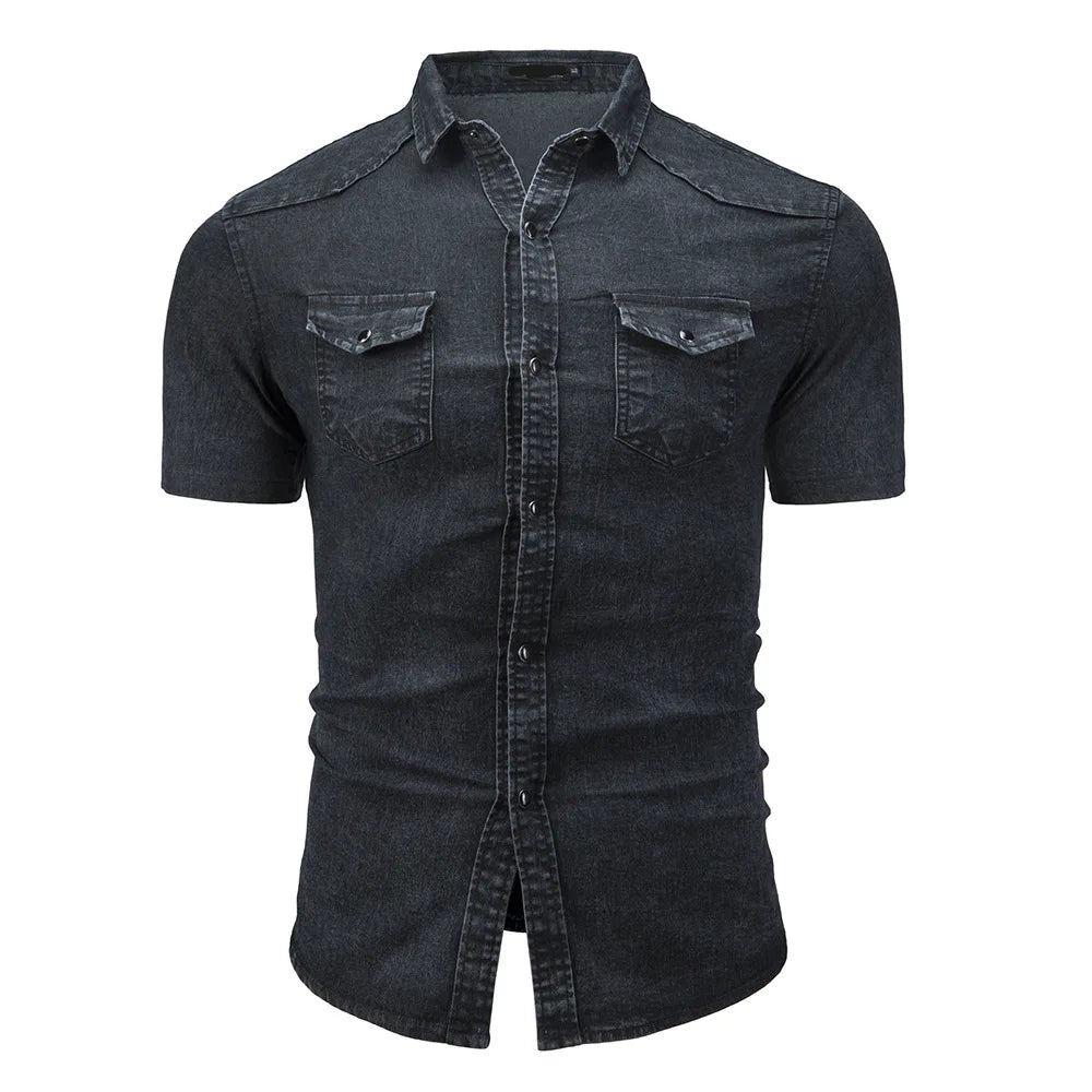 Jerry | bequeme Jeanshemd für Herren mit kurzen Ärmeln