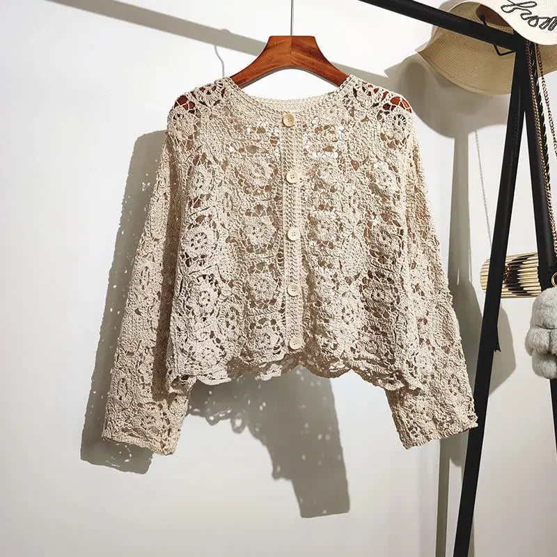 Ailey | Vintage-Häkel-Strickjacke