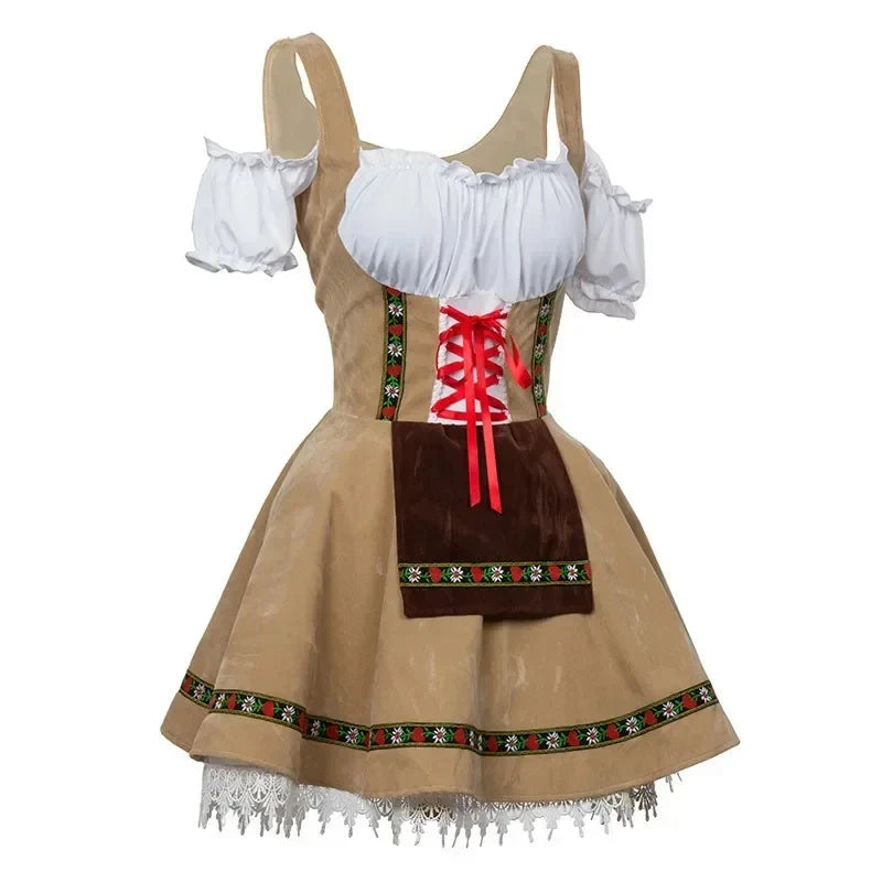 Anneliese | Oktoberfest Biermädchen Kleid ästhetischer Look - Braun / S