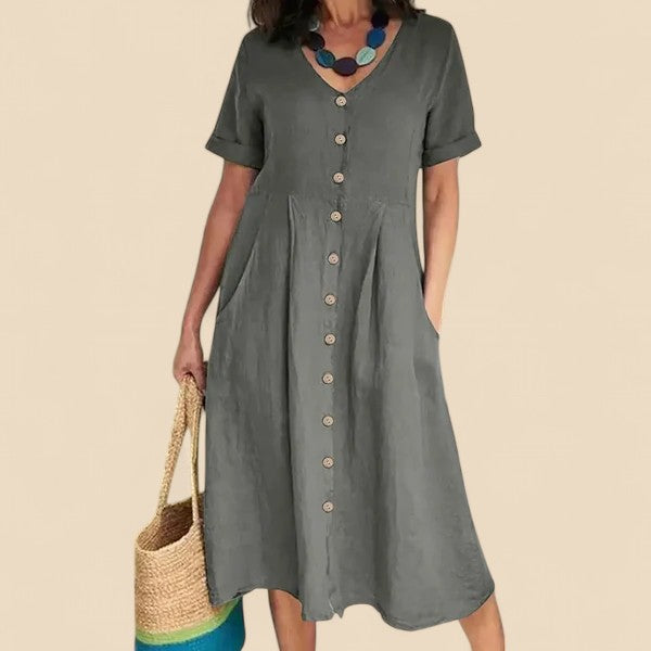 Oaey | Kleid mit Manschettenärmeln und Knopfleiste