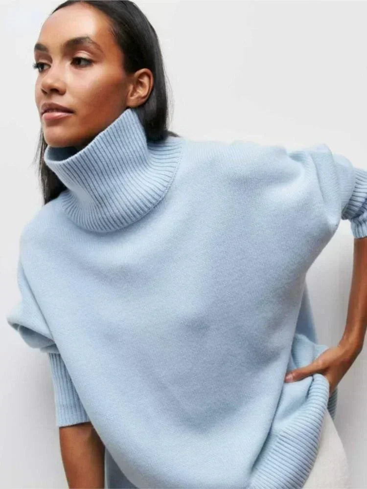 Seraphina™ | Stilvoller Rollkragenpullover für Damen - klänning - Blau / S