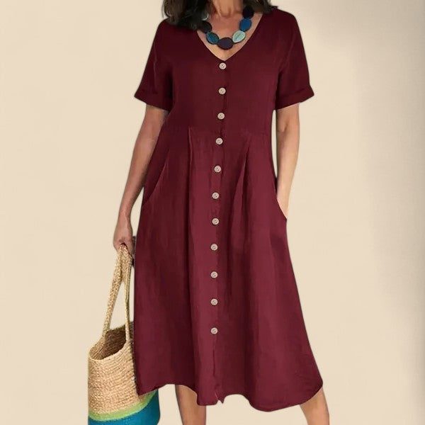 Oaey | Kleid mit Manschettenärmeln und Knopfleiste