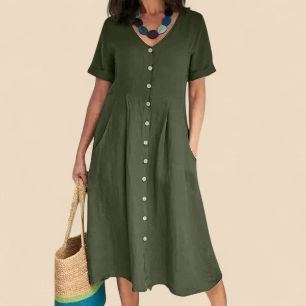 Oaey | Kleid mit Manschettenärmeln und Knopfleiste