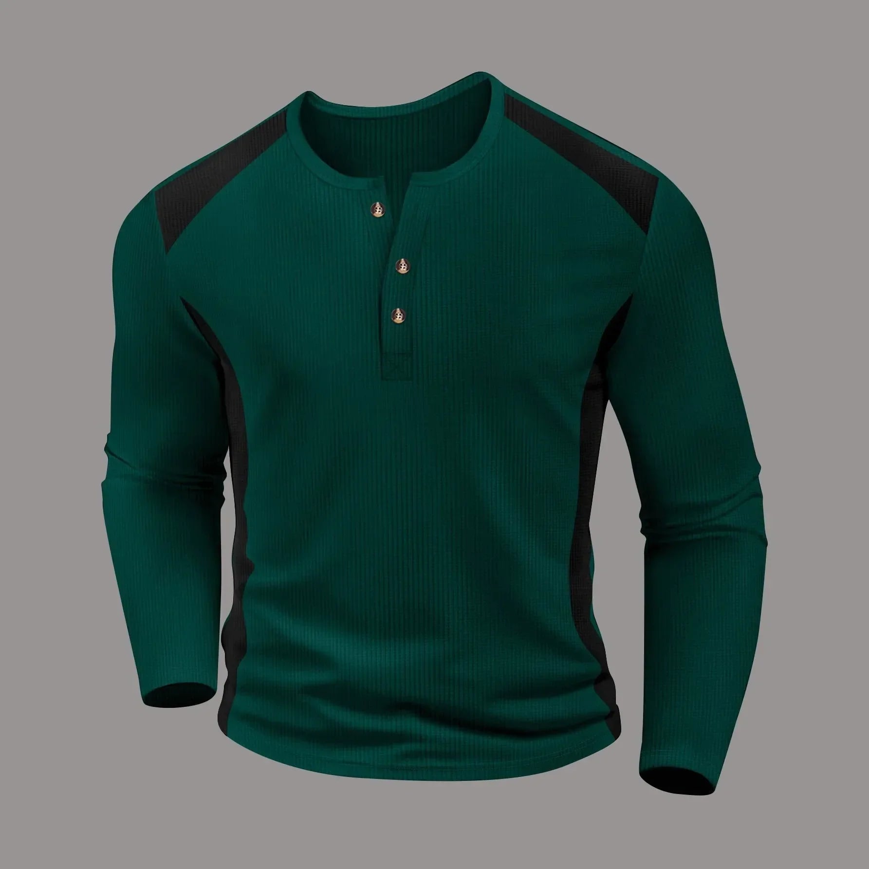 Jovan | Waffelgestreiftes Langarmshirt