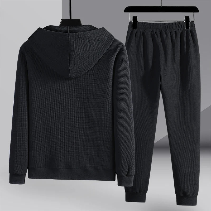 Itoshi™ - Kuscheliges Waffelstrick-Lounge-Set für Männer - Stahl / M
