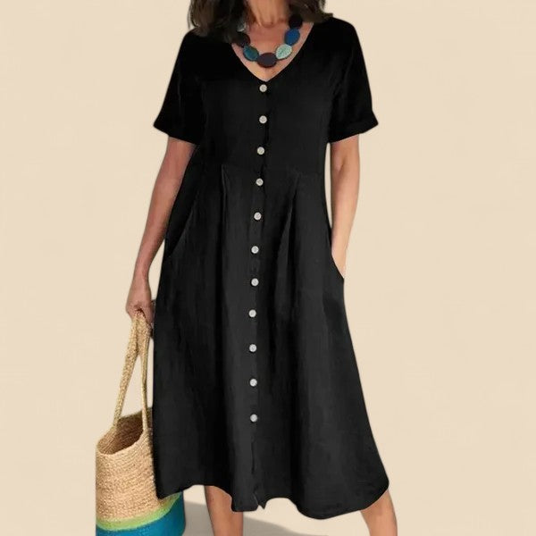 Oaey | Kleid mit Manschettenärmeln und Knopfleiste