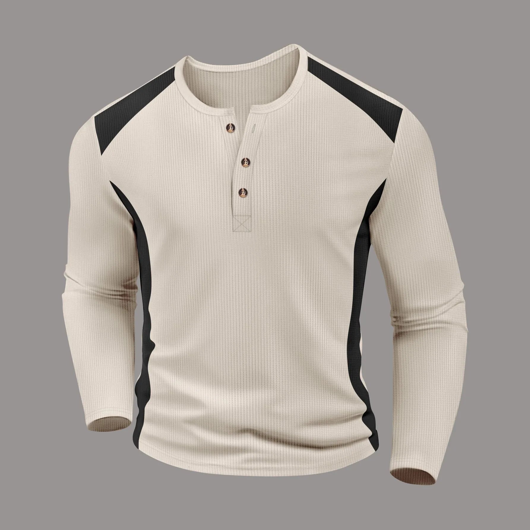 Jovan | Waffelgestreiftes Langarmshirt