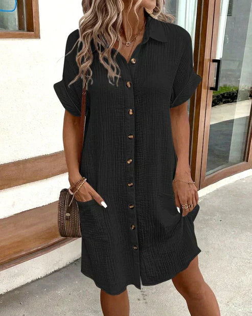 Benj | Bequemes Freizeithemd-Kleid mit Knopfleiste