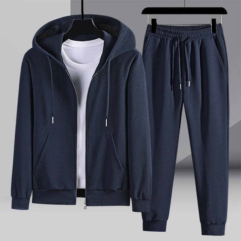 Itoshi™ - Kuscheliges Waffelstrick-Lounge-Set für Männer - Marine / M