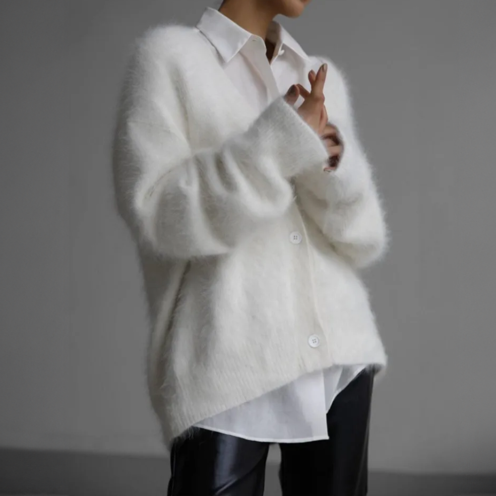 Giselle™ | Feine Strickjacke - Cardigans - Perlmuttweiß / S