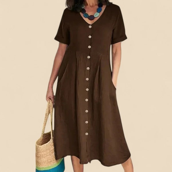 Oaey | Kleid mit Manschettenärmeln und Knopfleiste