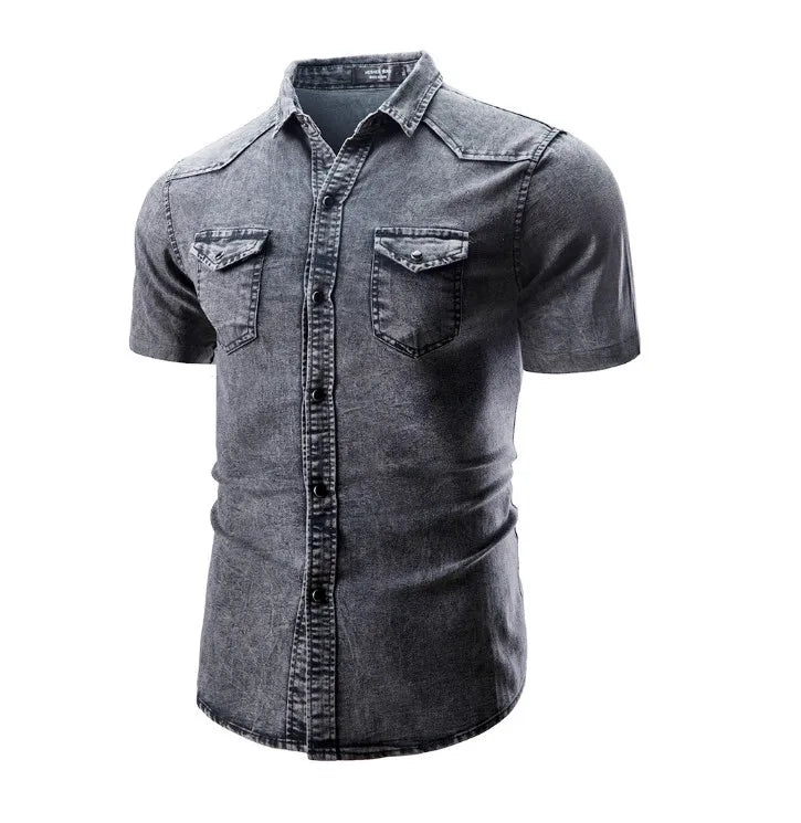 Jerry | bequeme Jeanshemd für Herren mit kurzen Ärmeln
