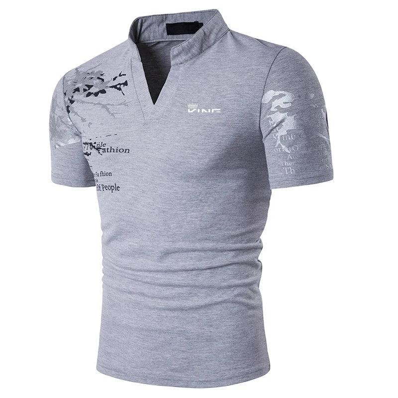 Zayne | Männer Mandarin-Kragen V-Ausschnitt Tee