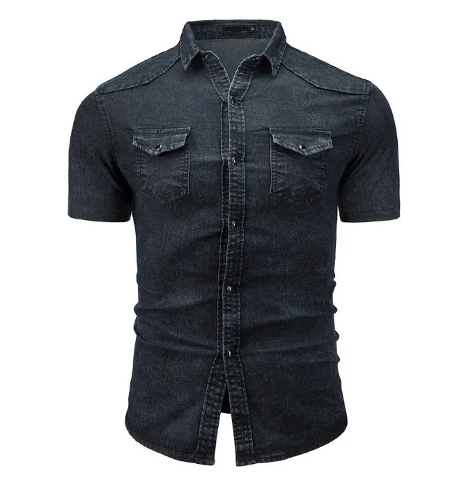 Jerry | bequeme Jeanshemd für Herren mit kurzen Ärmeln