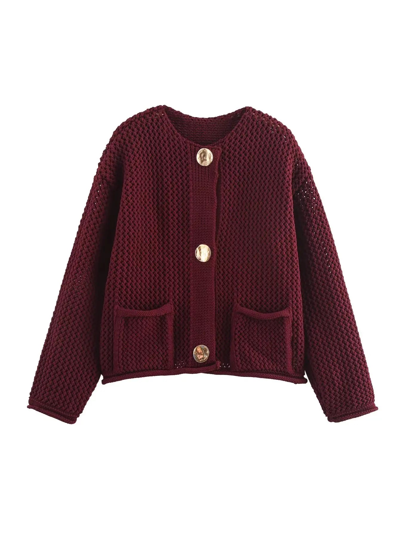 Mira™ - Modische Strickjacke - Weinrot / S