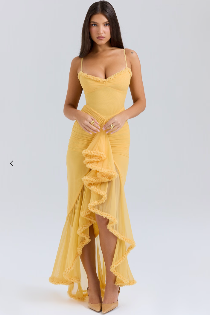 Maya | Feminines Maxi-Kleid mit zarten Rüschen