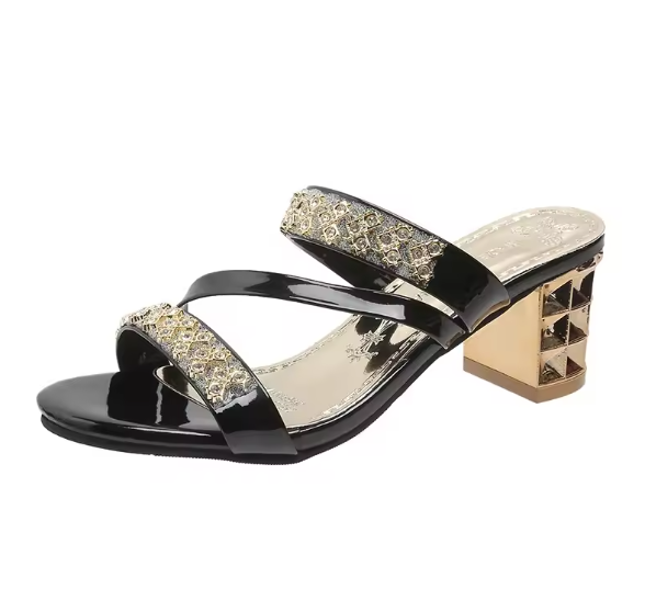 Shea | Strass-Sandalen mit Blockabsatz