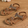 Kaiya | Bestickte flache Sandalen mit böhmischen Perlen