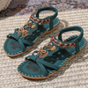 Kaiya | Bestickte flache Sandalen mit böhmischen Perlen