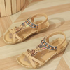 Kaiya | Bestickte flache Sandalen mit böhmischen Perlen