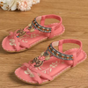 Kaiya | Bestickte flache Sandalen mit böhmischen Perlen