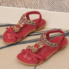 Kaiya | Bestickte flache Sandalen mit böhmischen Perlen