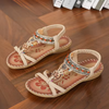 Kaiya | Bestickte flache Sandalen mit böhmischen Perlen