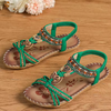 Kaiya | Bestickte flache Sandalen mit böhmischen Perlen