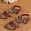 Kaiya | Bestickte flache Sandalen mit böhmischen Perlen