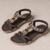 Kaiya | Bestickte flache Sandalen mit böhmischen Perlen