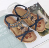 Kaiya | Bestickte flache Sandalen mit böhmischen Perlen