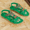 Kaiya | Bestickte flache Sandalen mit böhmischen Perlen