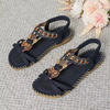 Kaiya | Bestickte flache Sandalen mit böhmischen Perlen
