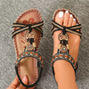 Kaiya | Bestickte flache Sandalen mit böhmischen Perlen