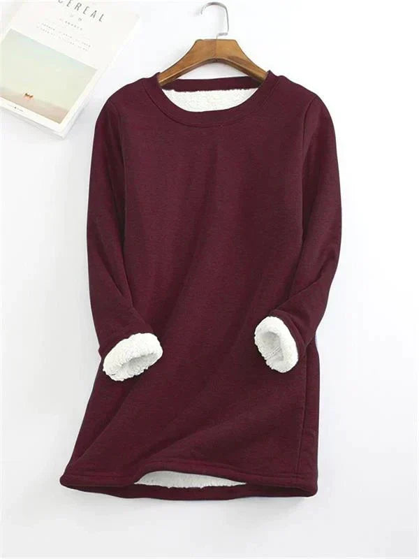 Tina - Bequemer Fleece-Sweater - Sweater - Weinrot / S