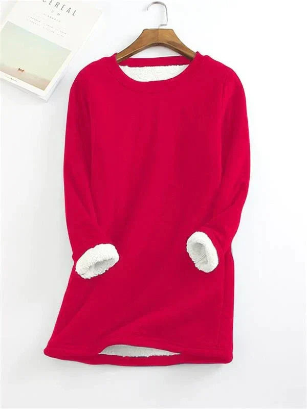 Tina - Bequemer Fleece-Sweater - Sweater - Dunkelrot / S