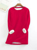 Tina - Bequemer Fleece-Sweater - Sweater - Dunkelrot / S