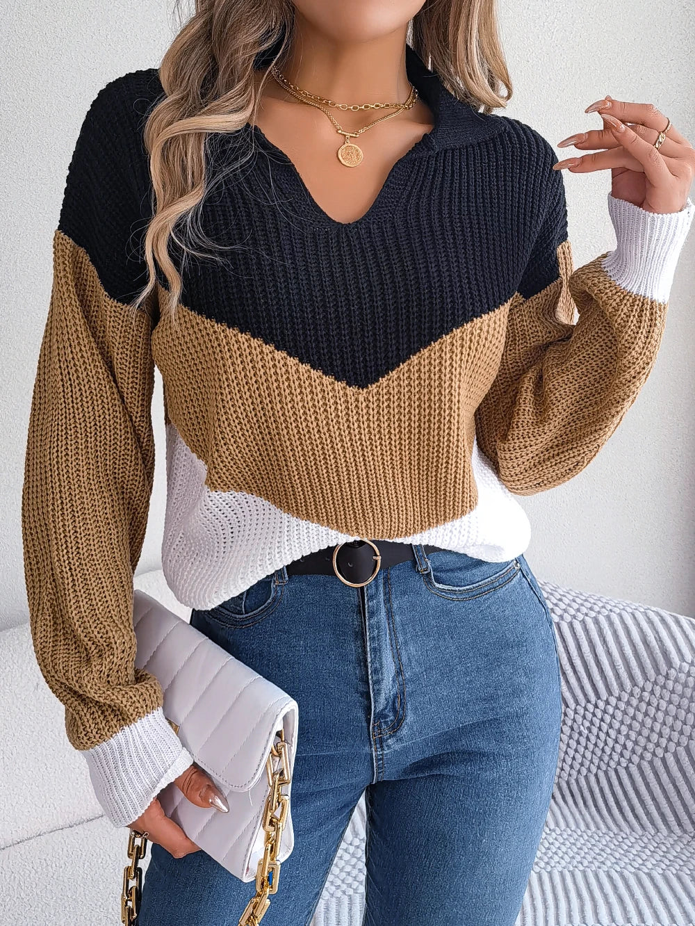 Farah | Bequemer Patchwork-Pullover