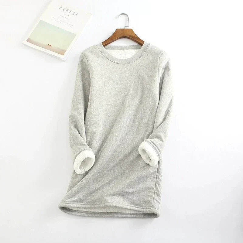 Tina - Bequemer Fleece-Sweater - Sweater - Hellgrau / S