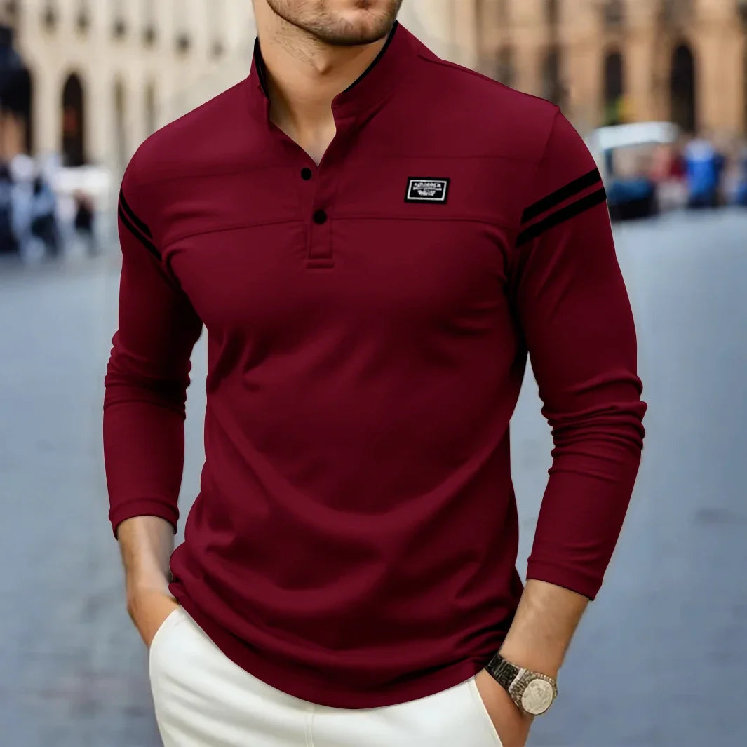 Hamad | Modernes, tailliertes Langarmshirt mit Kragen