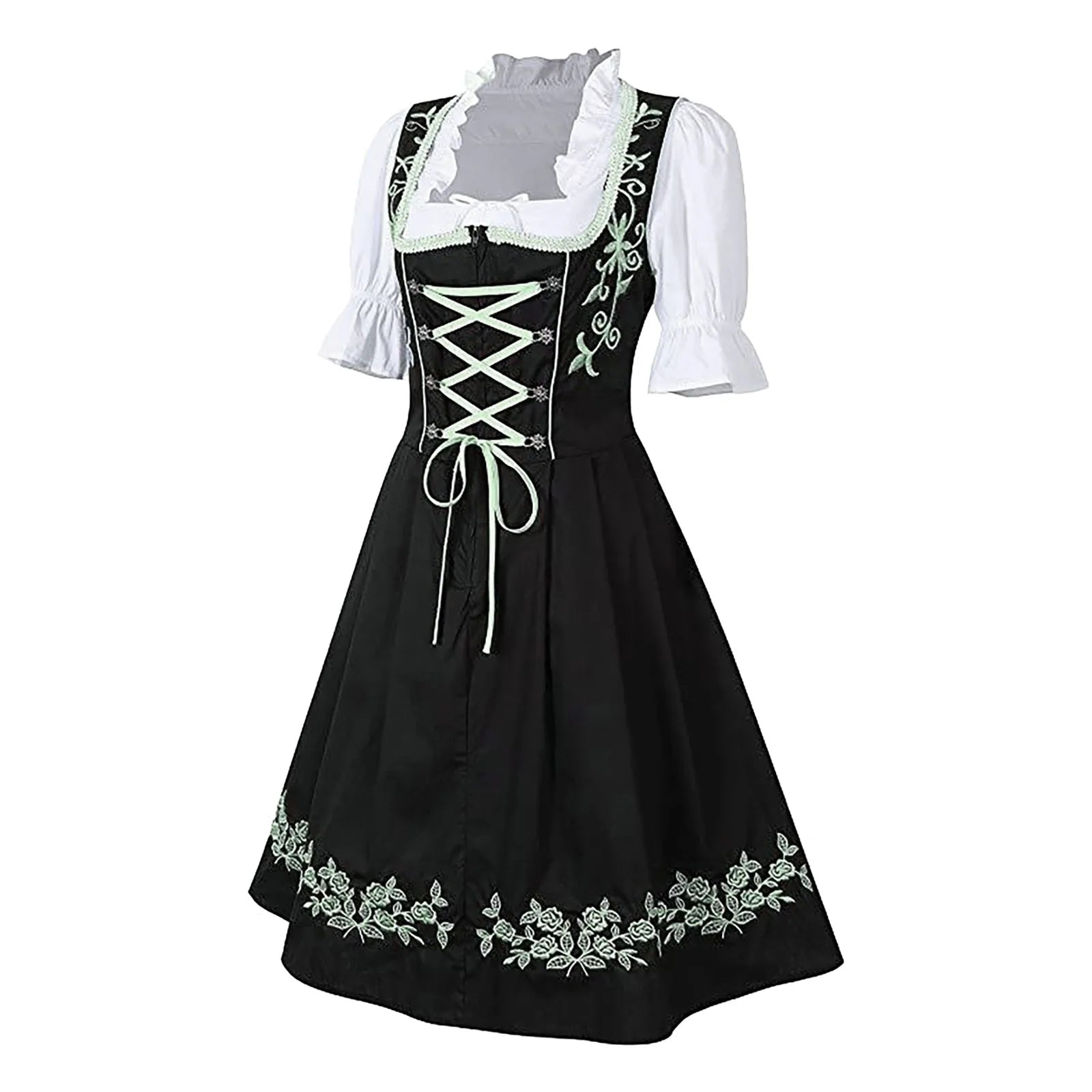 Liesel| Oktoberfest Kleid mit Fliege Schürze - Grün / S