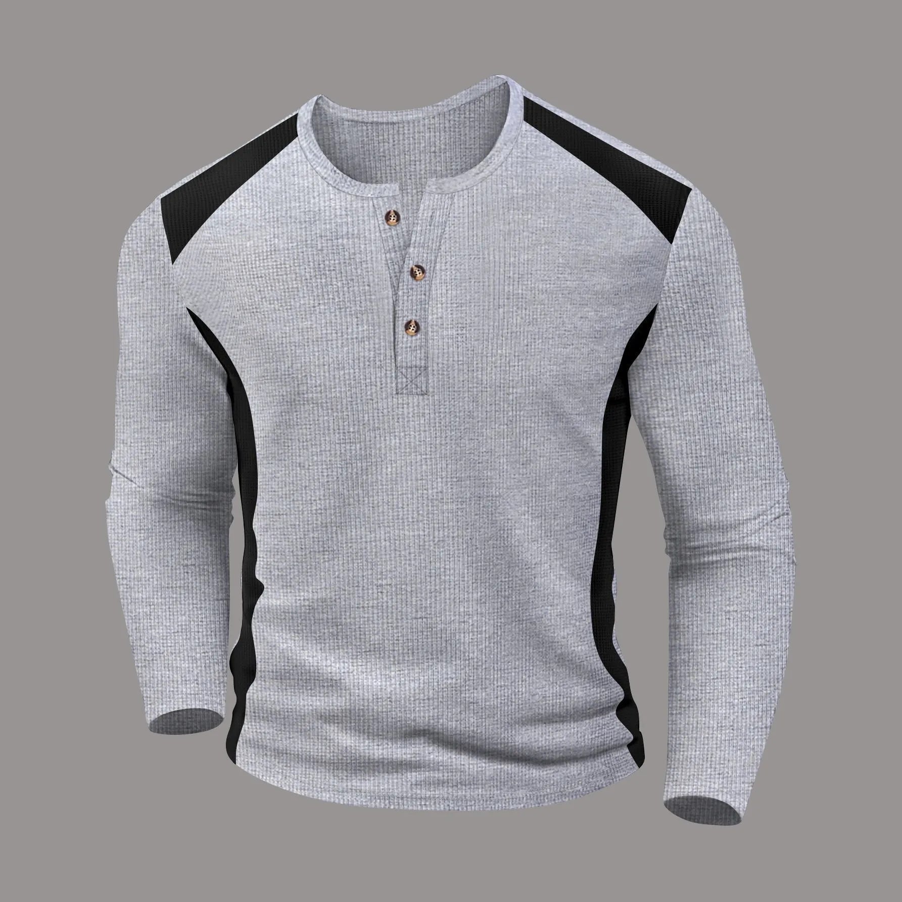 Jovan | Waffelgestreiftes Langarmshirt
