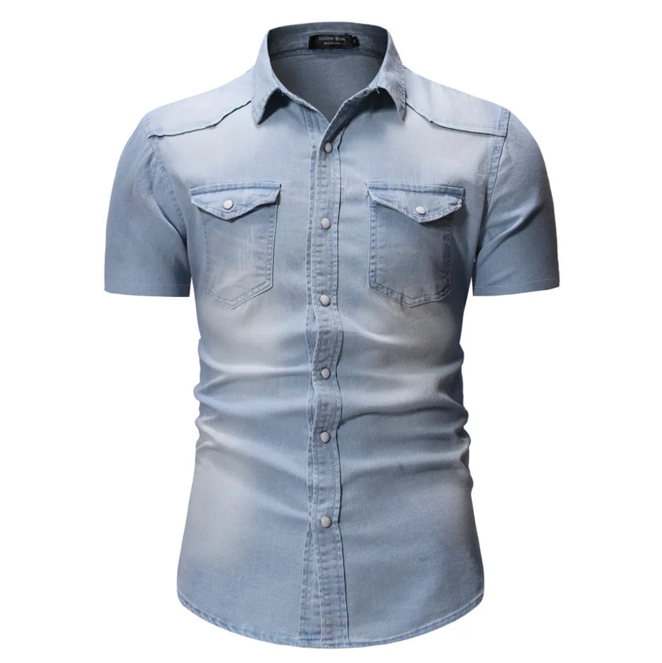 Jerry | bequeme Jeanshemd für Herren mit kurzen Ärmeln