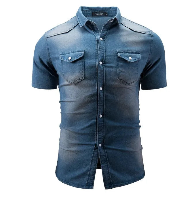 Jerry | bequeme Jeanshemd für Herren mit kurzen Ärmeln