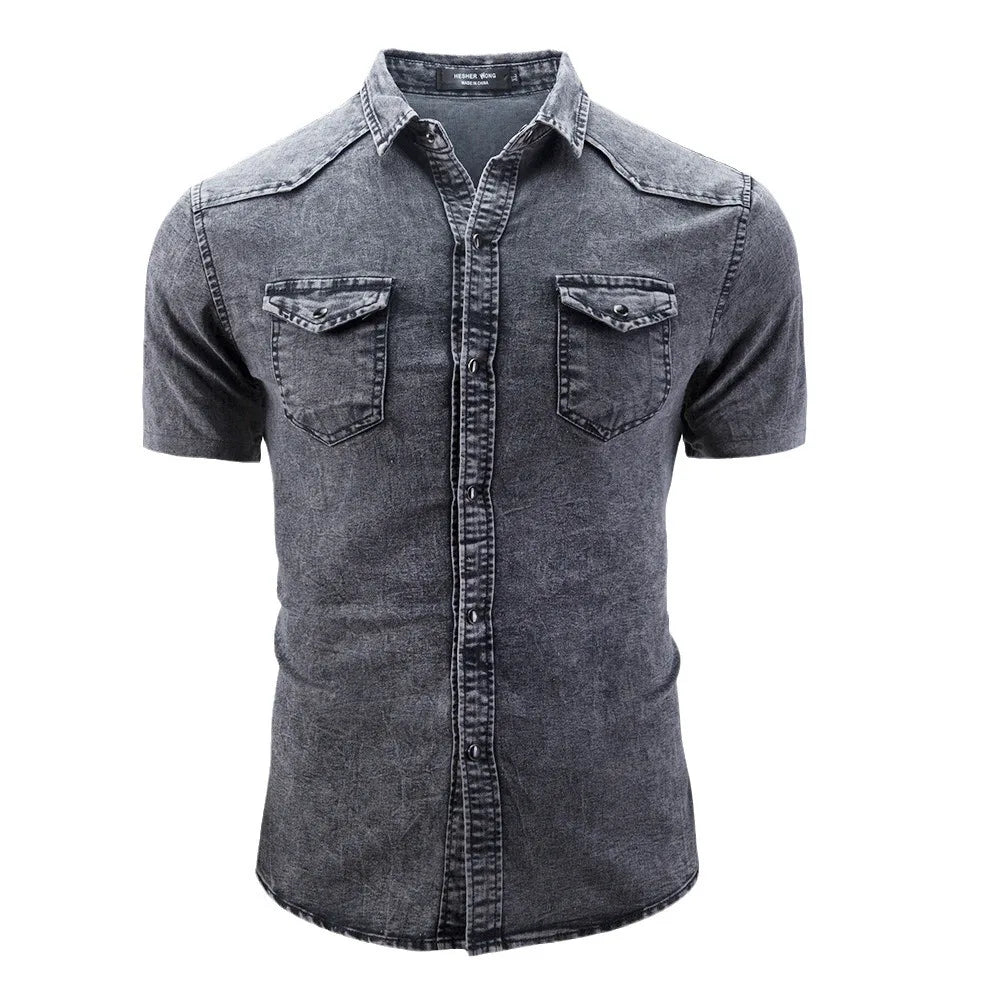 Jerry | bequeme Jeanshemd für Herren mit kurzen Ärmeln