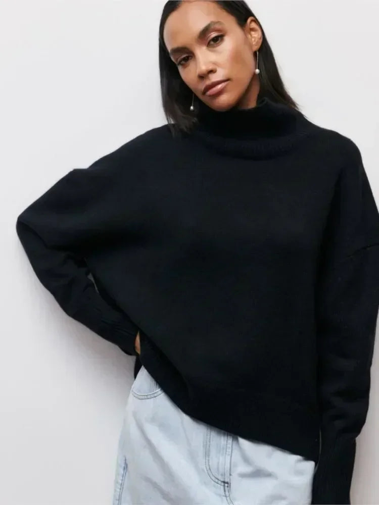 Seraphina™ | Stilvoller Rollkragenpullover für Damen - klänning - Schwarz / S